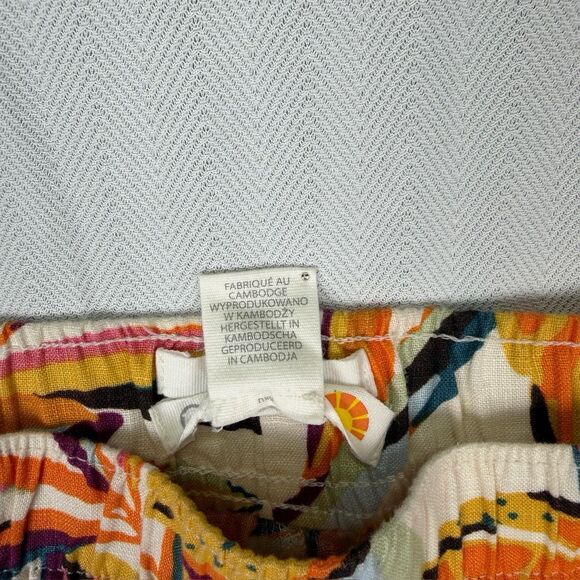 C&C California Womens L 100% Linen Wide Leg Capri Pants Tropical Floral - Picture 9 of 9